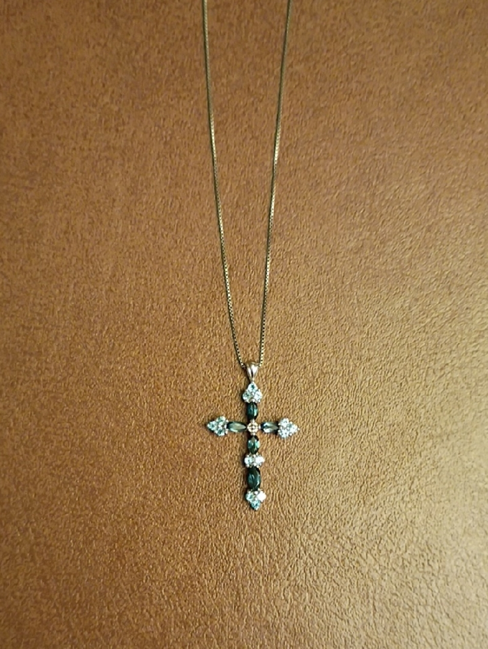 Sterling Silver London Blue & Swiss Topaz Cross Pendant Necklace